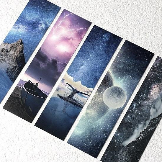 Mango Event Wandering Stars Series Papier-Lesezeichen Set mit Sternenhimmel Motiv, 30 Stück, Grau und Mehrfarbig - Bild 1