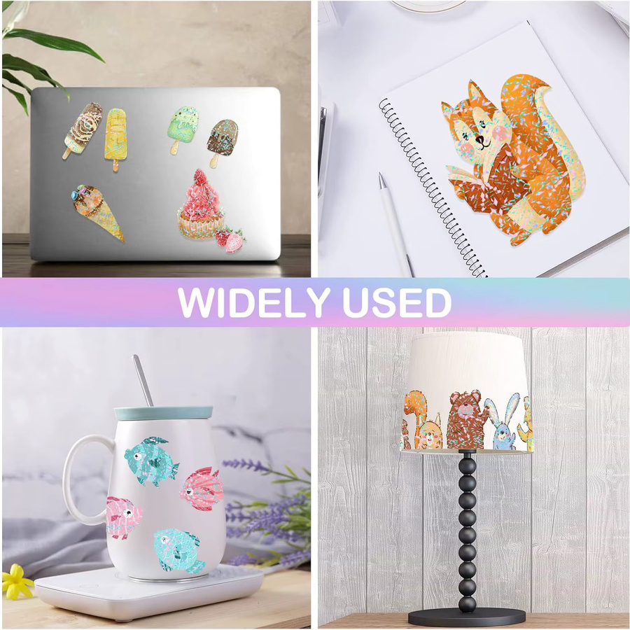 ESHANG Holographisches Laser-Glas-Vinyl-Aufkleberpapier, 20 Blatt bedruckbares selbstklebendes Papier in Multicolour, A4 - Bild 2