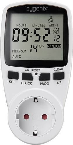 Sygonix 1625525 Digitale Steckdosen-Zeitschaltuhr mit Wochenprogramm in Weiß, 3680W Timer-Funktion mit Start/Stopp- und Zufallsfunktion - Bild 1