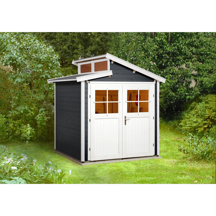 WEKA Holz-Gartenhaus mit Pultdach in Anthrazit und Weiß, modernes Design aus europäischer Fichte, B/H/T: 231 x 252 x 209 cm - Bild 2