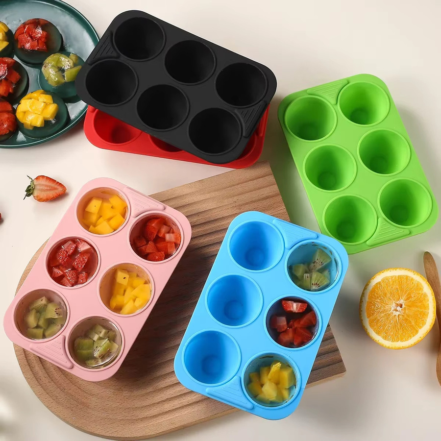 Hitzebeständige Silikon-Backform für Muffins und Kuchen mit 6 Mulden, Grau, Rechteckig - Bild 2