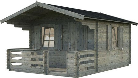 Blockbohlenhaus PALMAKO Emma aus Holz in Grau, B/H/T: 394 x 257 x 330 cm - Bild 1