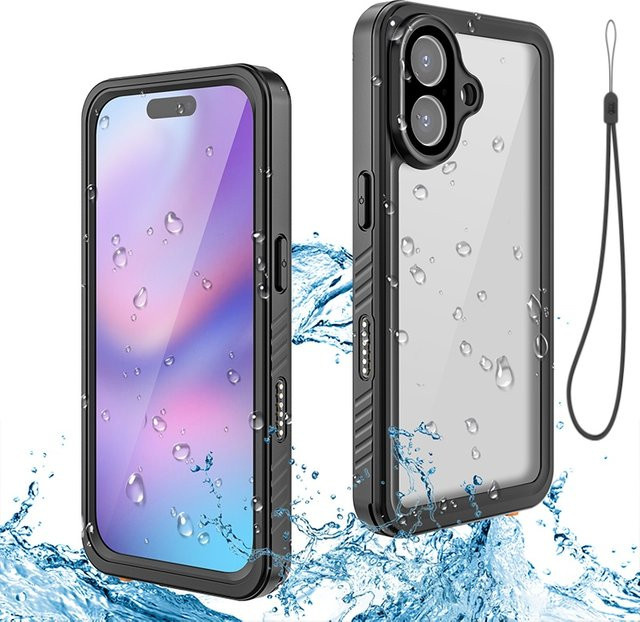 Shellbox wasserdichte Handyhülle mit IP68-Zertifizierung für iPhone 17 Pro Max, 17 AIR, 16, 15, 14, 13 in Schwarz - Bild 1