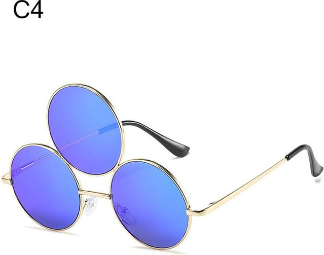Baiyukeji Sonnenbrille, Vollrand, Rund, Metall, Blau, Damen - Bild 1