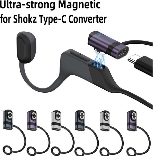 Shokz Magnetisches Ladegerät mit USB-C Typ-C Anschluss und LED-Anzeige in Grau für Knochenleitungskopfhörer AS800 S803 S810 S710 - Bild 1