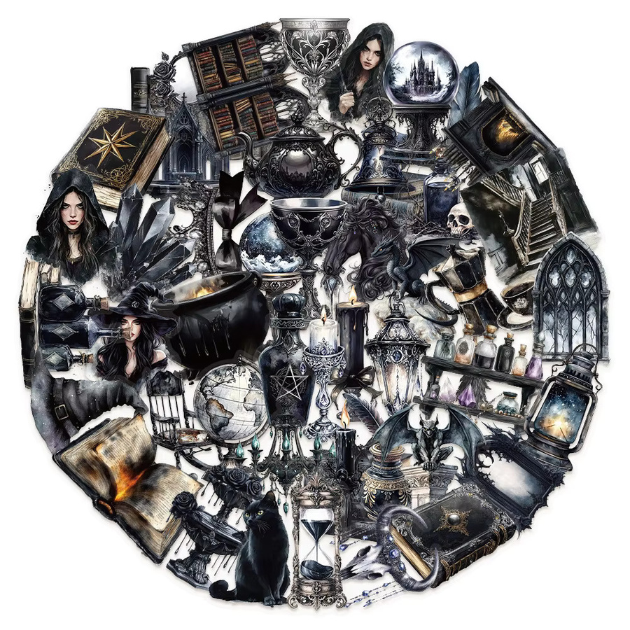 Kpustyle Transparente Cartoon Aufkleber im Gothic Dark Magic Hexen Design für Skateboard, Motorrad, Laptop und Auto, Mehrfarbig - Bild 2