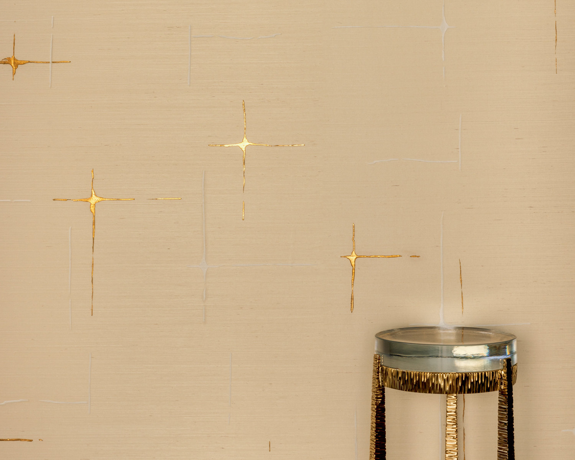 Élitis Tapete Orphée RM 1076 01 in Beige mit geometrischem Abstract-Design aus Sisal und Vlies - Bild 1