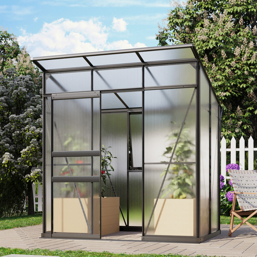 Vitavia Gewächshaus Palma 3250 mit Polycarbonat-Platten und Stahlfundamentrahmen in Schwarz - Bild 3