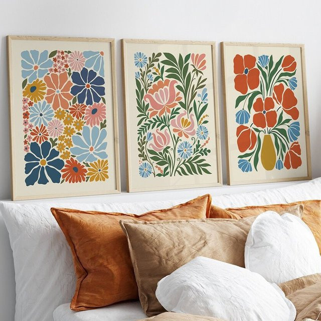 Potdemiel Vintage Boho Blumen Kunst Poster Botanische Wand Kunstdruck Abstrakte Leinwand Malerei Multicolour - Bild 1