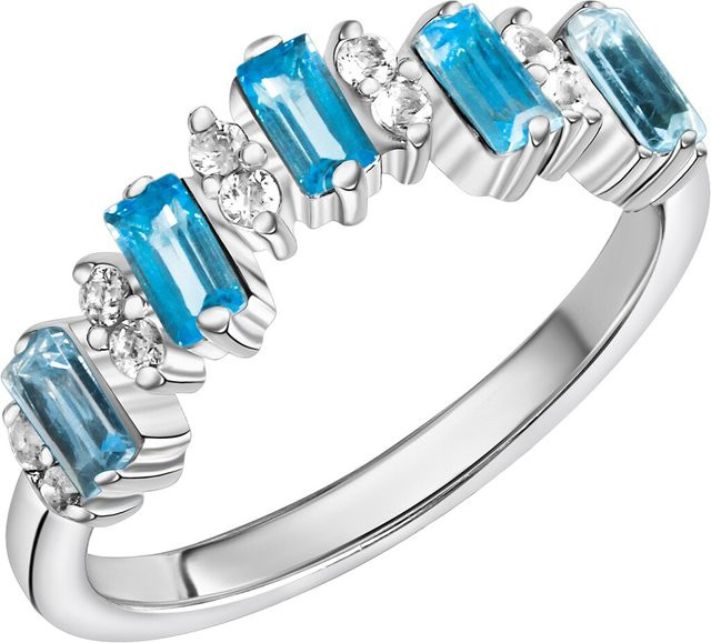 Zeeme Gemstones Ring 925 Silber, Weißtopas, Blautopas, Damen - Bild 1