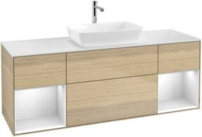V&B Finion Waschtischunterschrank Wandmontage, Farbe Weiß und Eiche, Breite: 160 cm - Bild 1