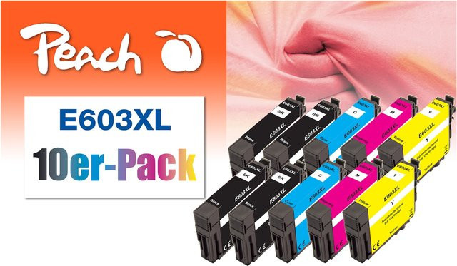 Peach Druckerpatronen XL Set für Epson, wiederaufbereitet, 10 Stück (4x Schwarz, 2x Cyan, 2x Magenta, 2x Gelb), ersetzt Epson T03A1, T03A2, T03A3, T03A4 - Bild 1
