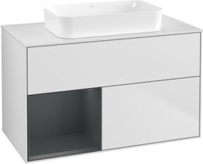 V&B Waschtischunterschrank Finion mit Wandbeleuchtung, Farbe Weiß lackiert, Breite: 100 cm, Tiefe: 60,3 cm - Bild 1
