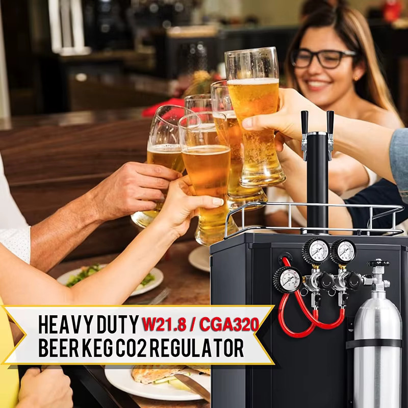 Elecqueen Kegerator CO2-Regler mit doppeltem Druckbereich und CGA320 Einlass in Silber für Homebrew Bierfässer und Sodawasser-Systeme - Bild 3