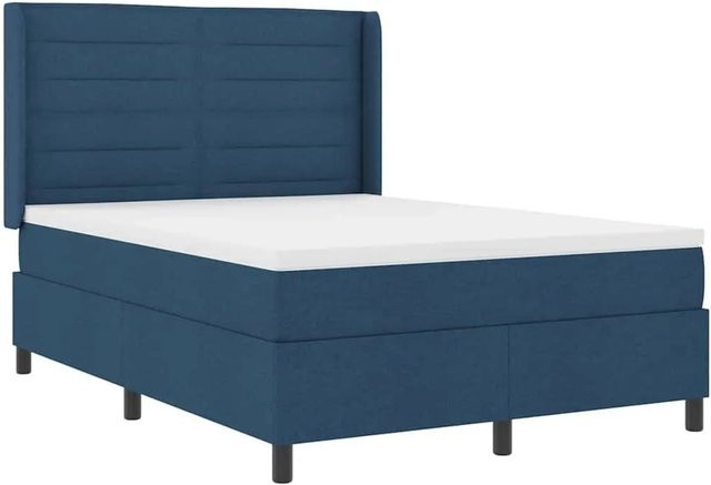 vidaXL LED Boxspringbett Blau mit Matratze und Unterbettbeleuchtung, B/T/H: 140 x 200 x 47 cm - Bild 1