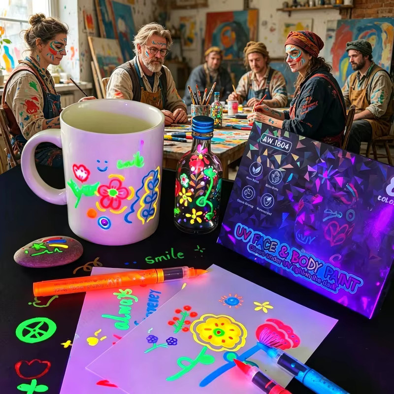 Hopk Neon-UV-Fluoreszierende Acrylfarbstifte im Set mit 8, 12 oder 18 Farben, leuchtende DIY-Marker für kreative Projekte - Bild 6