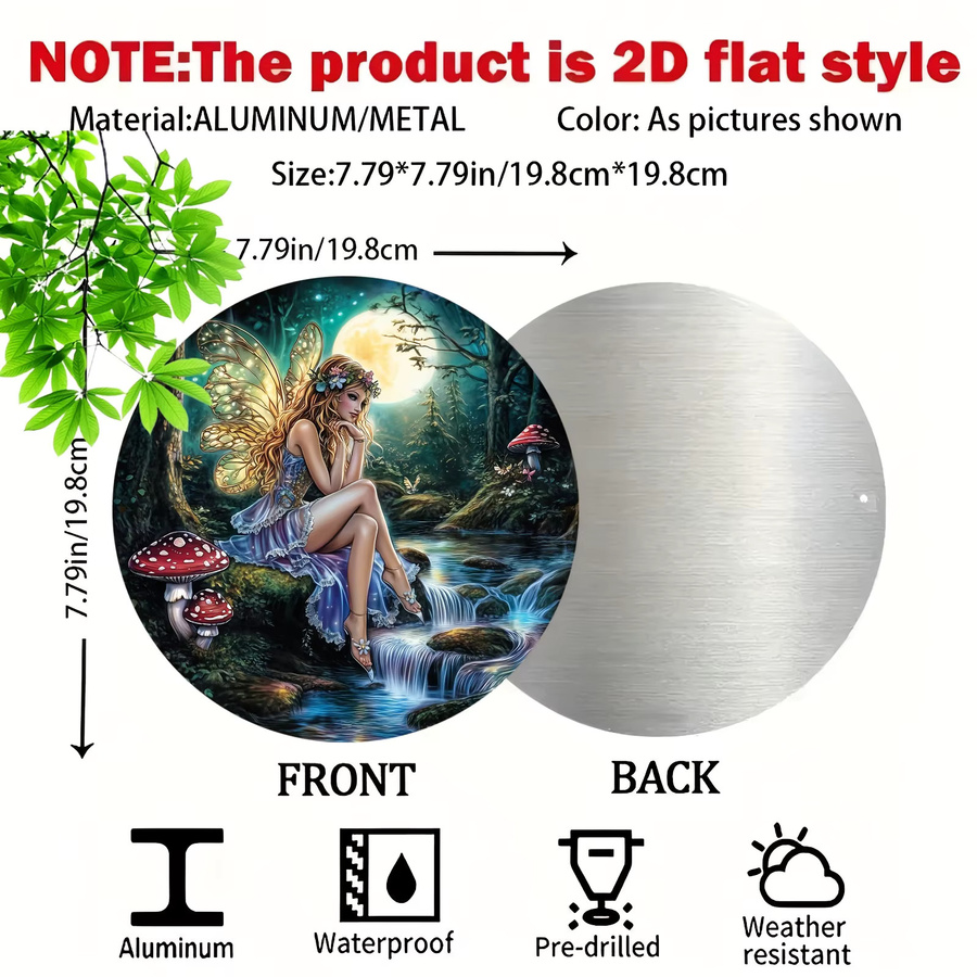 Potdemiel Enchanted Fairy Moonlight Metallwandkunst rund aus Aluminium mit Blumen- und Naturmotiven, Multicolour, Durchmesser: 20,32 cm - Bild 2