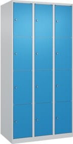 C+P Schließfachschrank Classic PLUS mit 3 Abteilen, Farbe Lichtgrau und Lichtblau, B/T/H: 90 x 50 x 185 cm - Bild 1