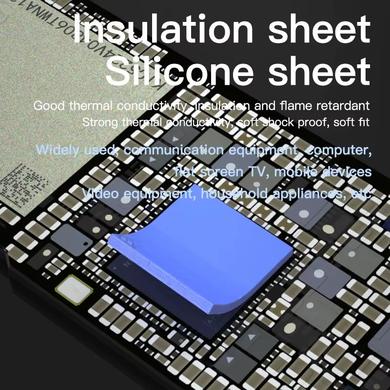 100 Stück Thermische Silikonmatten zur Isolierung für Motherboard CPU IC GPU Reparatur, Blau - Bild 4