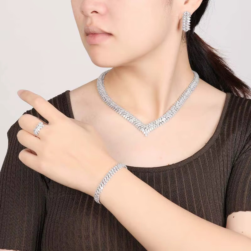 Hadiyana Schmuckset, Silber, Zirkonia, Damen, Hochzeit - Bild 3