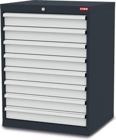 STIER Schubladenschrank aus Stahl mit 8 Schubladen, pulverbeschichtet, B/T/H: 70,0 x 57,5 x 92,0 cm - Bild 1