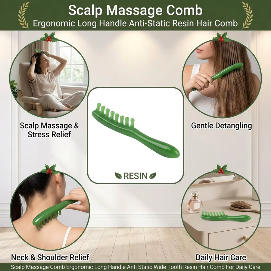 DKSHETOY Kopfhautmassagekamm mit langem Griff, Unisex - Bild 2