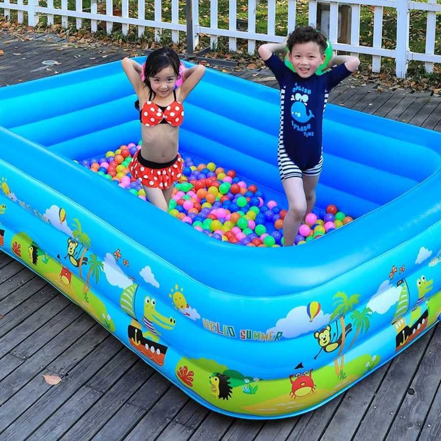Aufblasbarer Außenpool aus langlebigem PVC in Blau, rechteckiges Design für den Garten und Familienfeiern - Bild 3