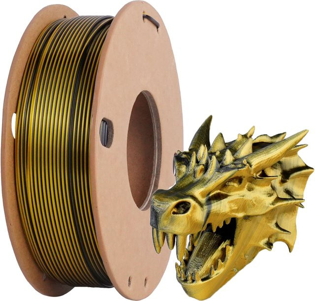 BING3D Seiden-Dual-Color-PLA-Filament 1,75 mm, schwarz-gold, 0,25 kg - Bild 1