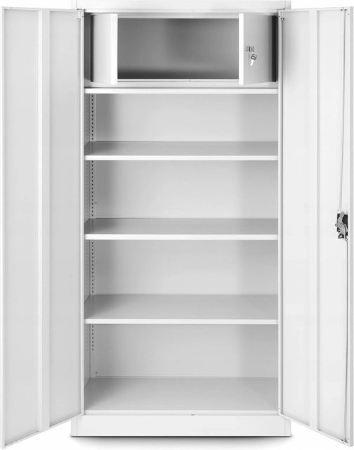 JAN NOWAK Aktenschrank TOMASZ in Weiß mit Geheimfach und verstellbaren Regalböden, H: 185 cm, B: 90 cm, T: 45 cm - Bild 1