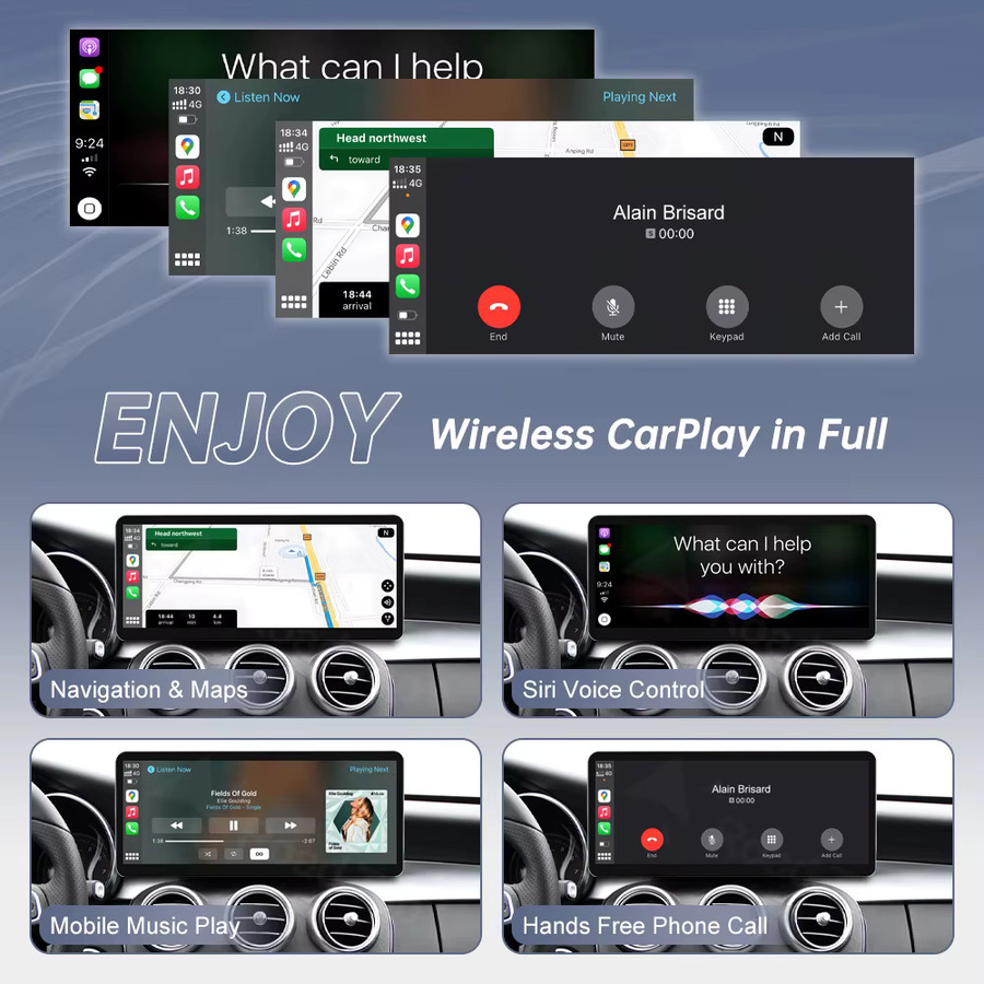 Road Top 12,3 Zoll Multimedia-Display mit kabellosem CarPlay für Mercedes-Benz GLC A C V Klasse W205 W176 W447 CLA GLA G Klasse W463 NTG5.0 in Schwarz - Bild 4