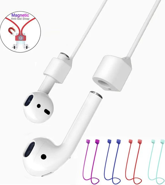 Mrgabwte Silikon Anti-Verlust Magnet Nackenband für Apple AirPods Pro 1 2 3 Bluetooth In-Ear Kopfhörer Schwarz - Bild 1