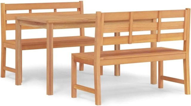 vidaXL 3-tlg Garten-Essgruppe Modell 13 aus Massivholz Teak in Braun - Bild 1