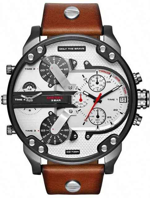 Diesel Chronograph, Quarz, Edelstahl, 57 mm, Leder, Herren - Bild 1