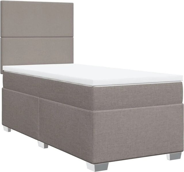 vidaXL Hybrid-Boxspringbett mit Matratze und USB-Ladeport in Taupe, B/T/H: 90 x 190 x 150,5 cm - Bild 1