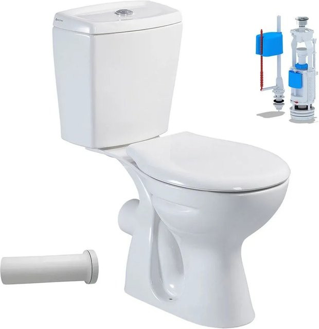 Belvit Stand-WC Dusch-WC mit Taharet- und Bidetfunktion in Weiß inkl. Keramik-Spülkasten und Softclose WC-Sitz mit waagerechtem Wandabgang, B/T/H: 36,0 x 41,0 x 71,0 cm - Bild 1