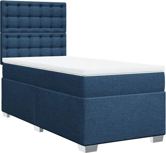 vidaXL Boxspringbett mit Matratze Hybrid-Design in Blau, B/T: 90 x 190 cm - Bild 1