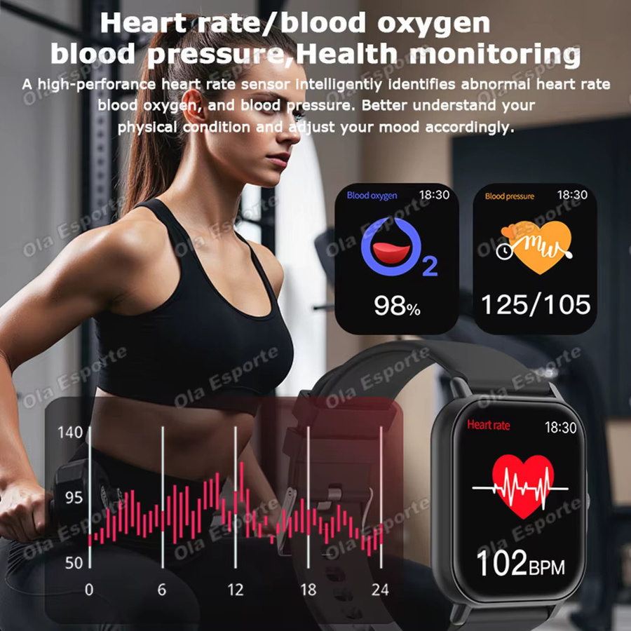 Ola Esporte Smartwatch für Herren und Damen in Weiß mit Always-On-Display, Herzfrequenz- und Gesundheitsüberwachung sowie Bluetooth-Anruffunktion - Bild 5