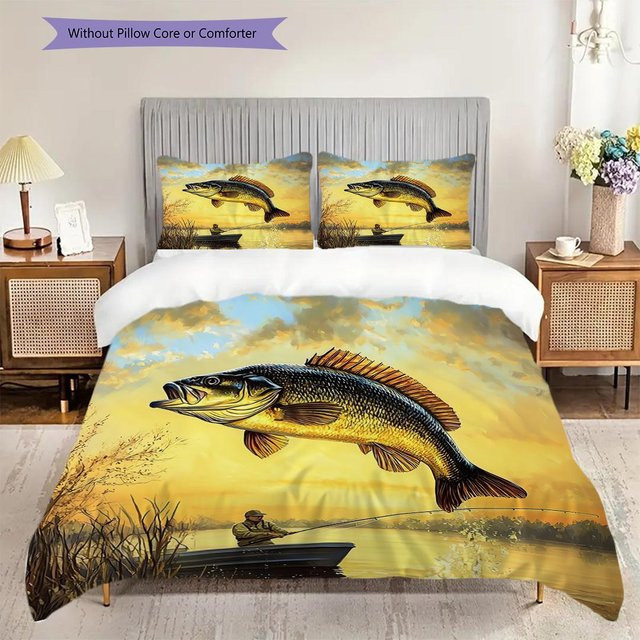 Manus Home Bettwäsche Set mit Fischmuster, bestehend aus 1 Bettbezug und 2 Kissenbezügen, B/H: 135 x 200 cm - Bild 1