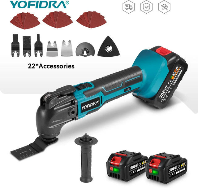 YOFIDRA Oszillierendes Multifunktionswerkzeug mit 6 Gängen und 600 W Leistung, 20000 OPM, kompatibel mit Makita 18 V Akku - Bild 1