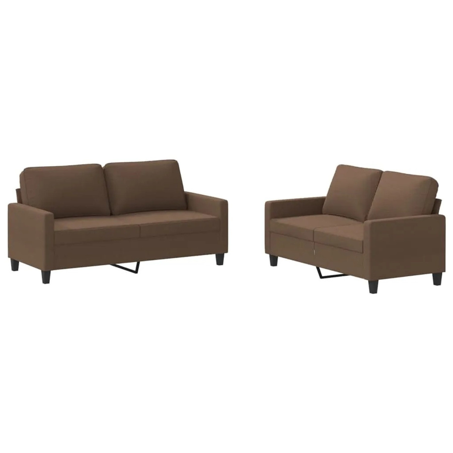 vidaXL 2-teilige Sofagarnitur aus Stoff in Braun mit Kissen für Wohnzimmer und Garten - Bild 2