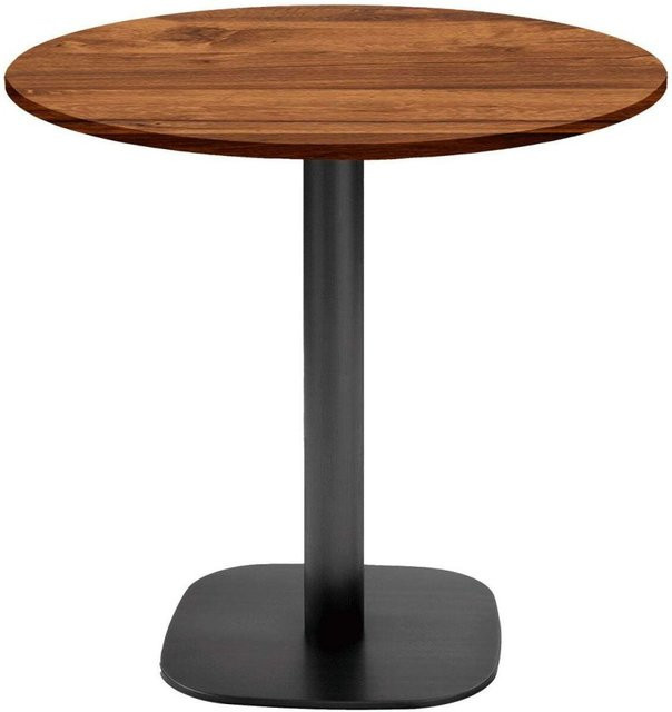 RestooTab Tisch Round runder Esstisch in Eiche und Wenge mit schwarzem Gestell, Höhe: 75 cm, Durchmesser: 70 cm - Bild 1