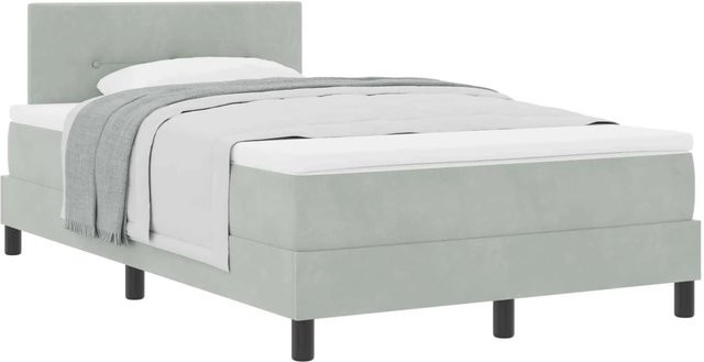 vidaXL Boxspringbett mit Matratze in Hellgrau aus Samt, B/T/H: 120 x 190 x 88 cm - Bild 1