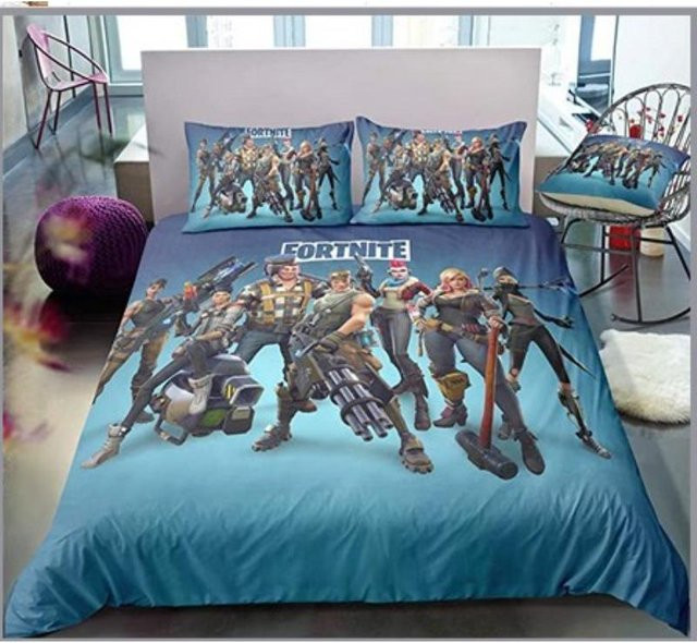 Fortnite Bettwäsche-Set von Gu Tao mit Bettbezug und Kissenbezug in Blau, B/H: 135 x 200 cm - Bild 1