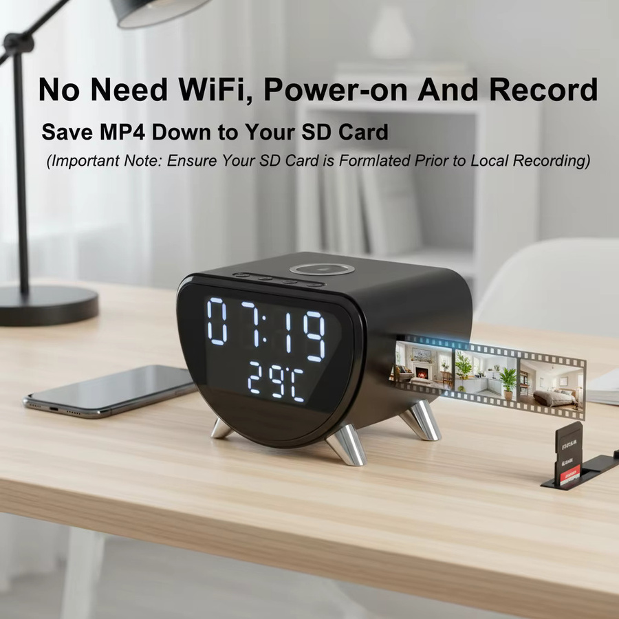 5-in-1 WLAN6 Kamera mit 4K-UHD Auflösung, kabellosem Ladegerät, Temperaturanzeige und 128 GB SD-Karte in Schwarz - Bild 5