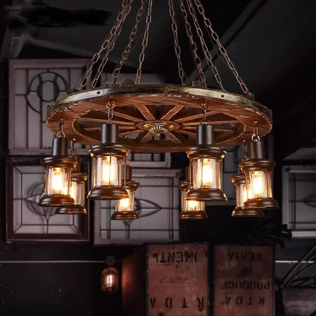 VIGOUS LED Rad Pendelleuchte aus Eisen im industriellen Design in Metallic, warmweißes Edison-Stil Licht für Bar und Cafe - Bild 1