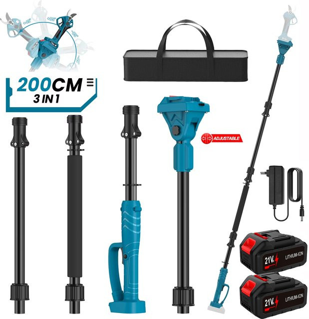 Bürstlose elektrische Kettensäge und Hochastschere mit Teleskopstange für Makita 18V Akku, Blau - Bild 1