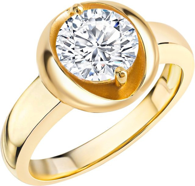Zeeme Ring 925 Silber, vergoldet, weißer Zirkonia-Stein, Damen, 8mm - Bild 1