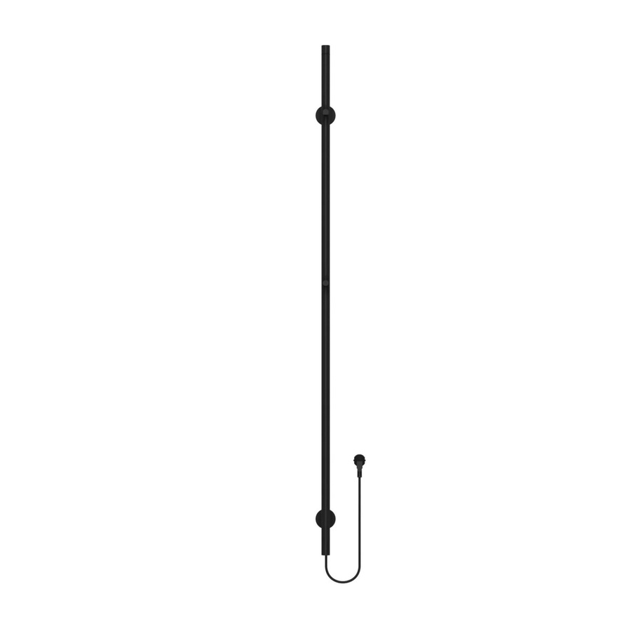 Belvit Elektrischer Handtuchtrockner Einzelrohr aus Aluminium in Schwarz Matt mit Timerfunktion, H: 150 cm, B: 6,3 cm - Bild 1