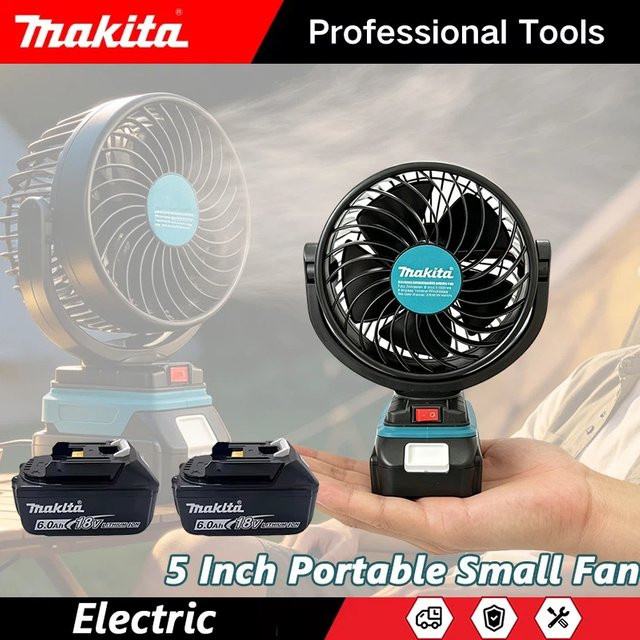 Makita Akku-Mini-Tischventilator 5 Zoll in Schwarz mit 360 Grad Schwenkfunktion und Oszillation - Bild 1