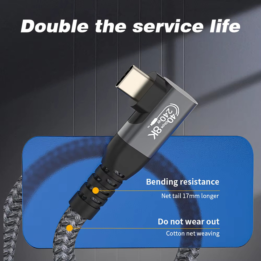 UGOURD Thunderbolt 4 Kabel mit 90 Grad Winkel USB4 Typ-C Datenübertragungskabel mit PD 240W und 40 Gbit/s für iPad, Laptop und SSD - Bild 5